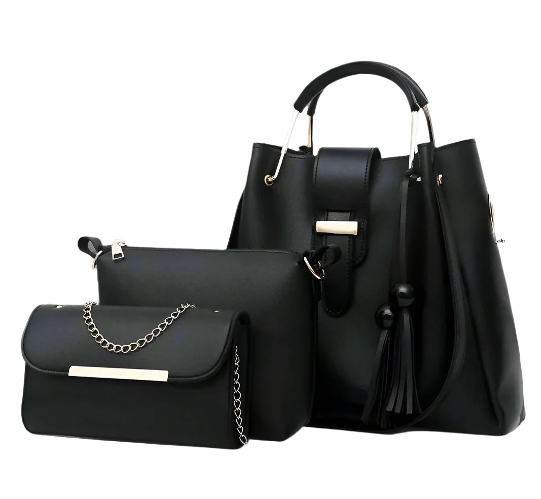 Black 3pcs handbag