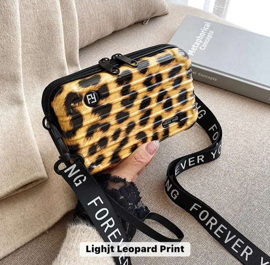 Leopard Print Mini Suitcase Bag - Trendy and Compact